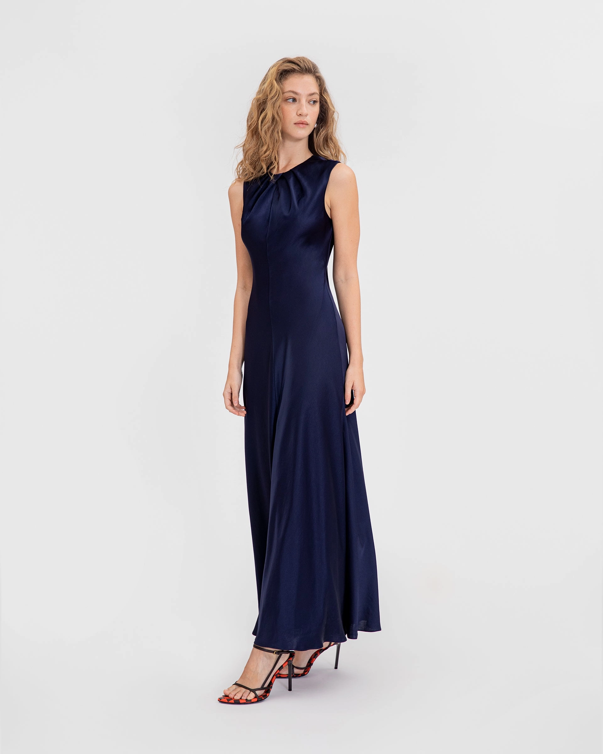 Tonal-Stitching High-Low-Hem Emily Dress