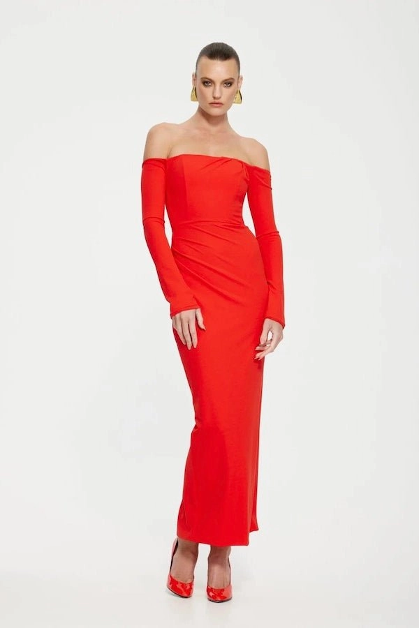 Quick Elegance Office Mood Kristie Midi Dress Cherry Red