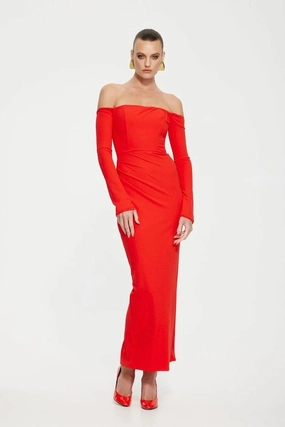 Quick Elegance Office Mood Kristie Midi Dress Cherry Red