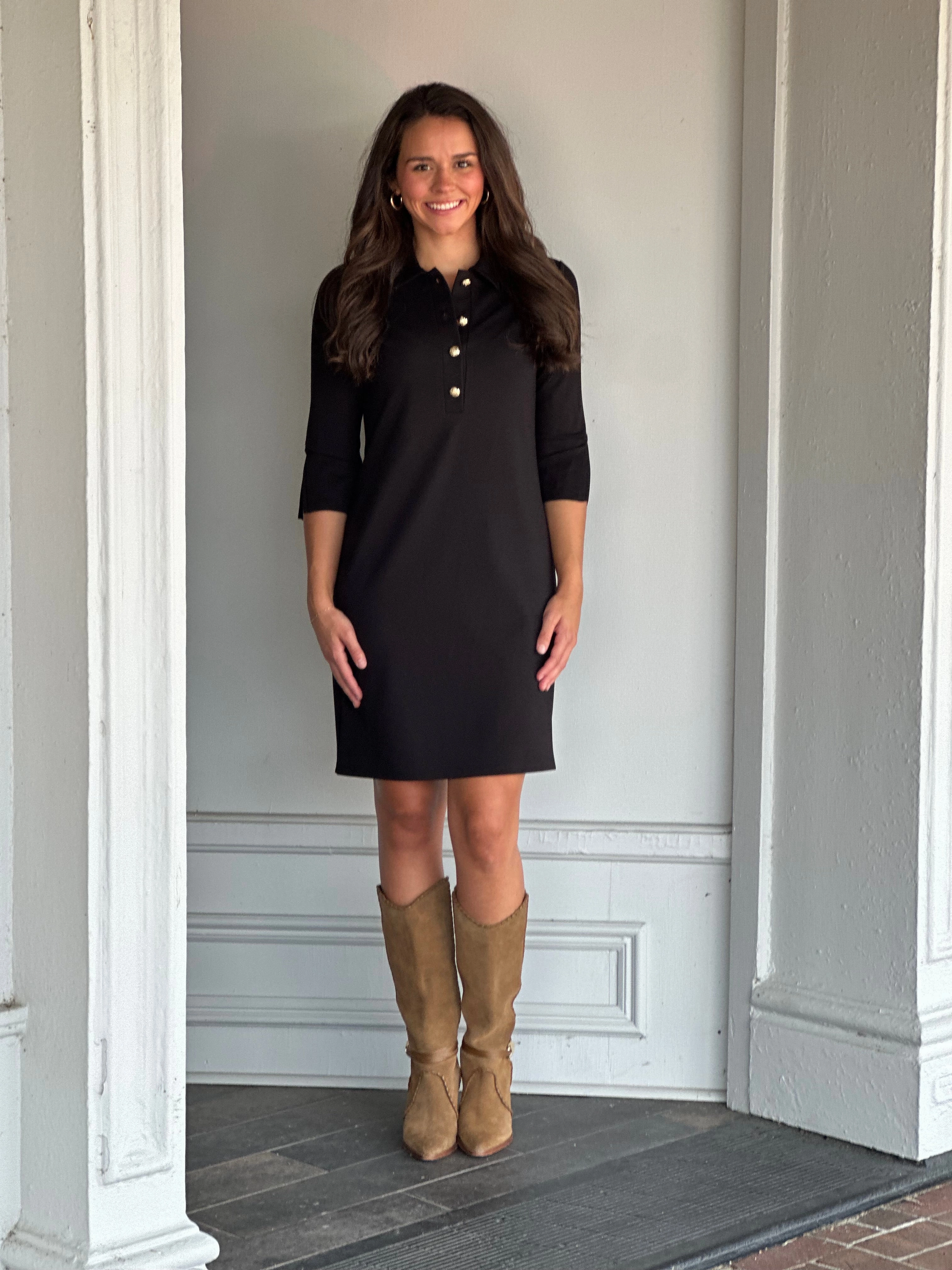 Light Drape Jude Connally Midge Dress in Black Gold