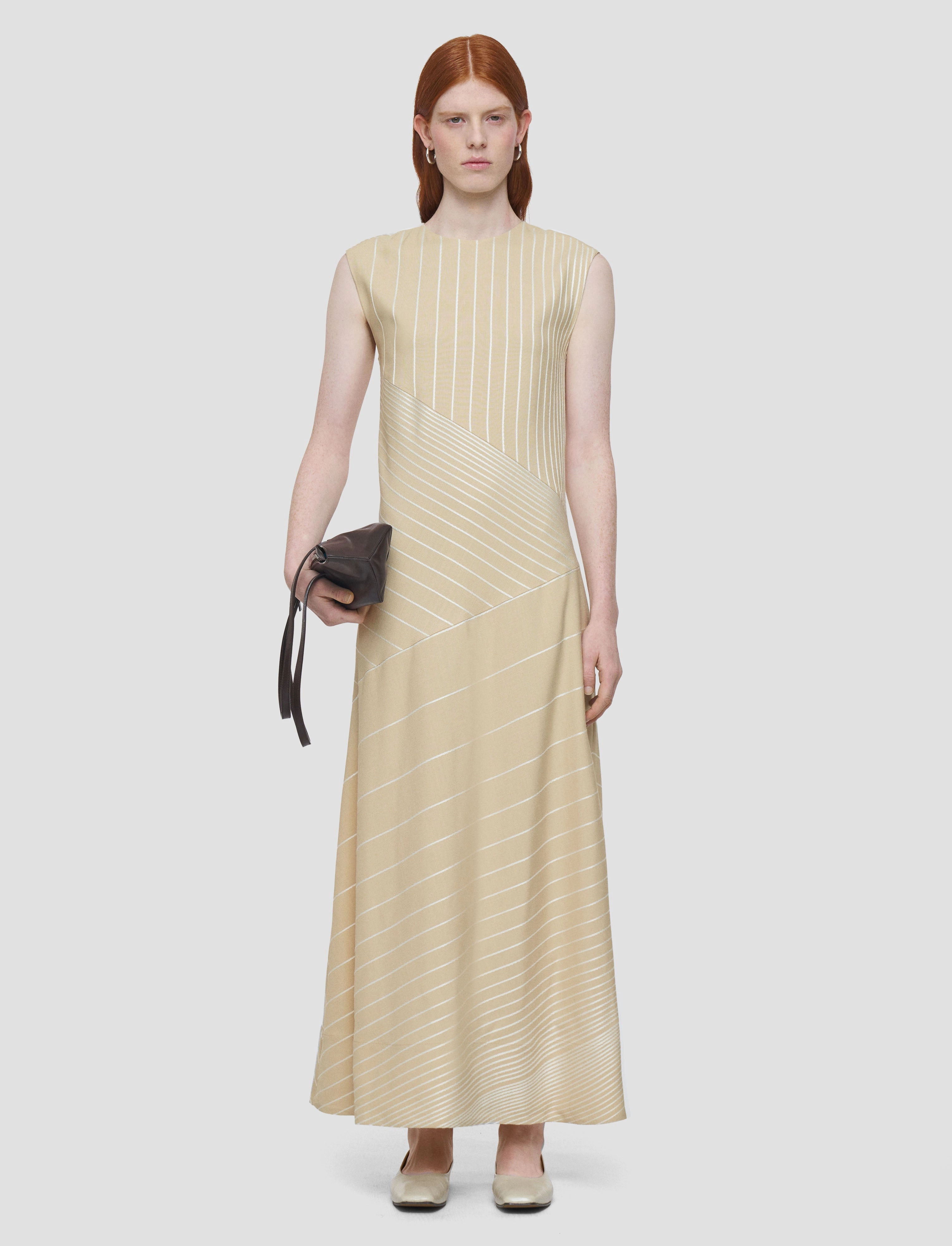 Maryse Embroidered Stripes Dress Modest Look Dress-Up Style