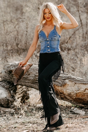 Weather Ready Subtle Shade Side Fringe Pants (Black)