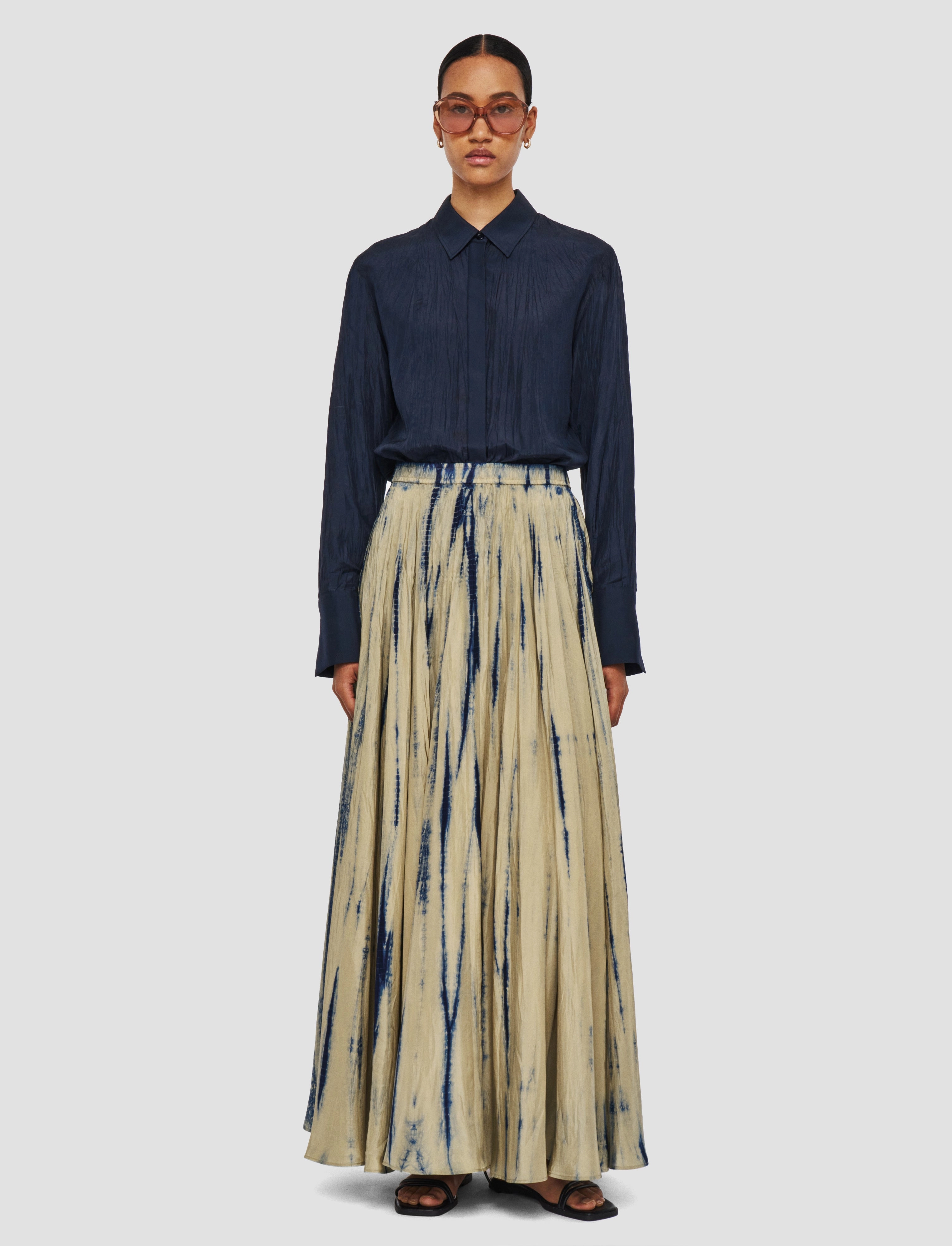 Sully Long Tie Dye Silk Maxi Skirt Pastel tone Urban Style