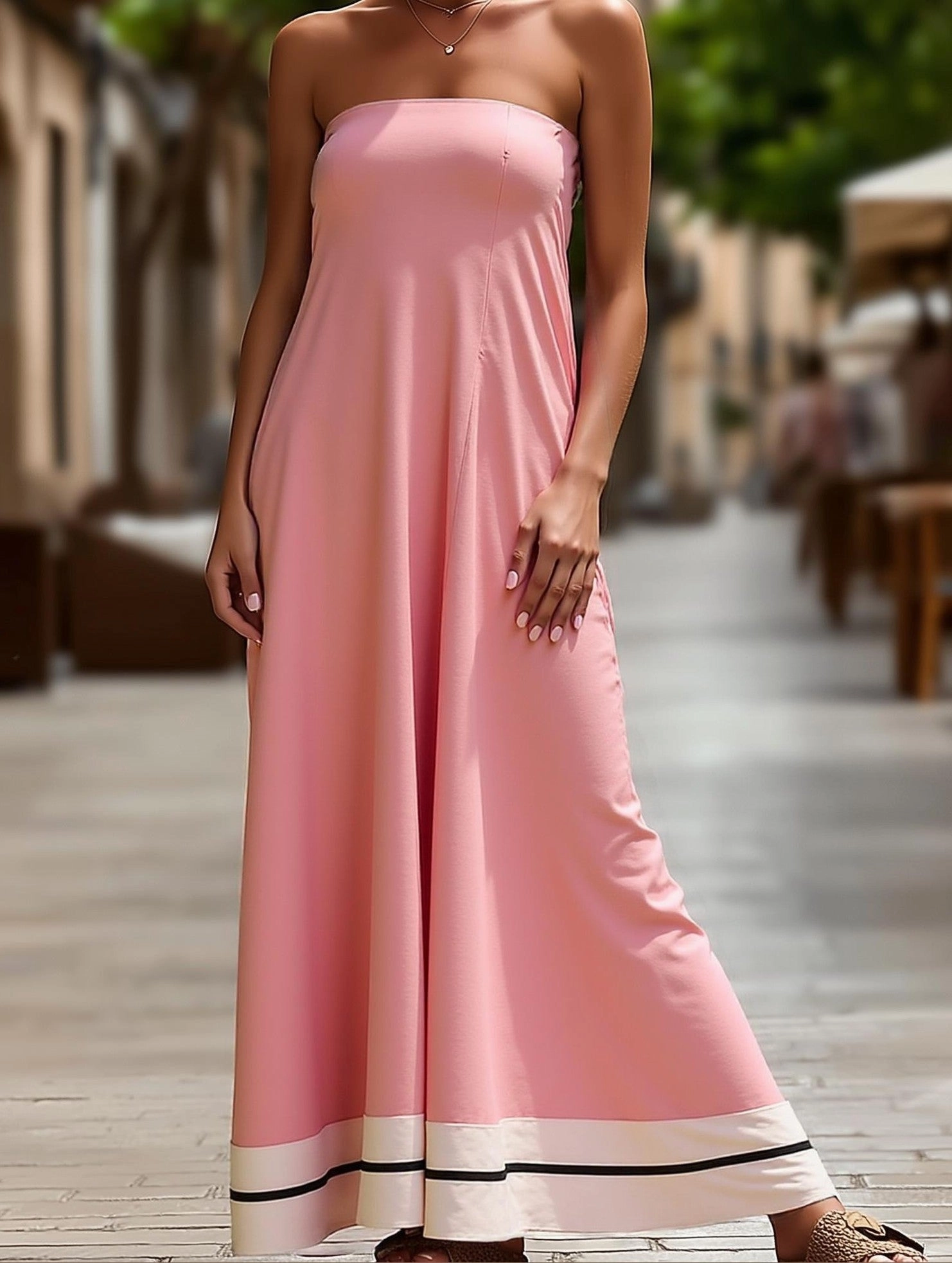 Summer Sexy Tube Top Printed Swing Dress ??Strapless Casual Dress animal-print