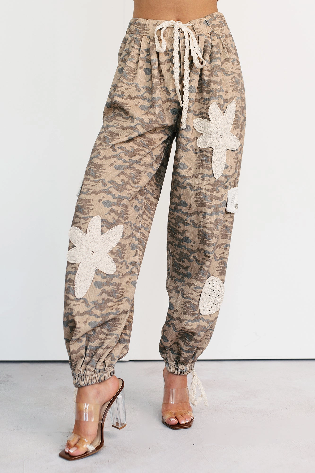 Sun Comes Up POL Drawstring Denim Joggers (Beige Camo) Tough Build Non Iron Technology
