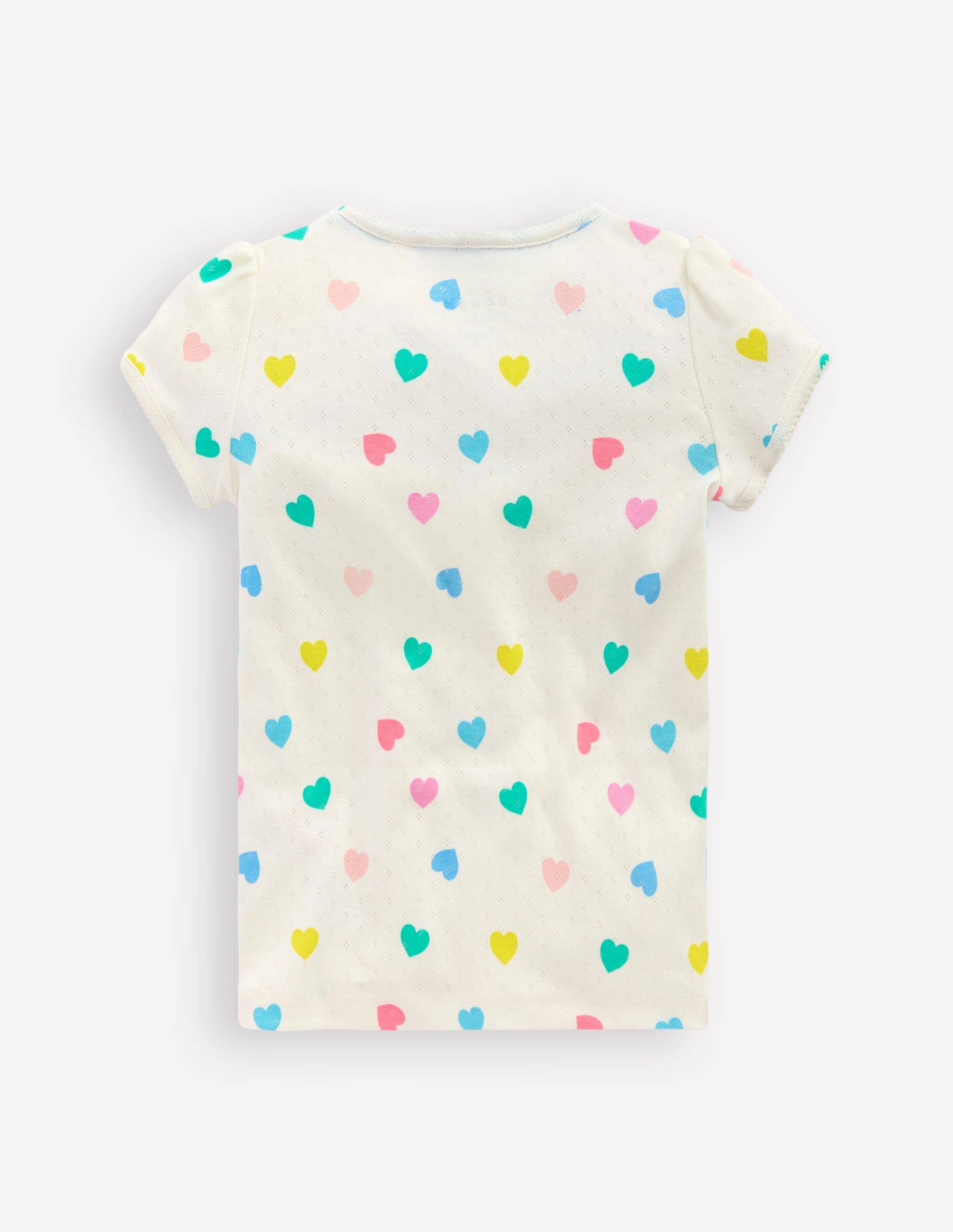 Casual Long Sleeve Short Sleeve Pointelle Top-Soft Ivory Multi Hearts