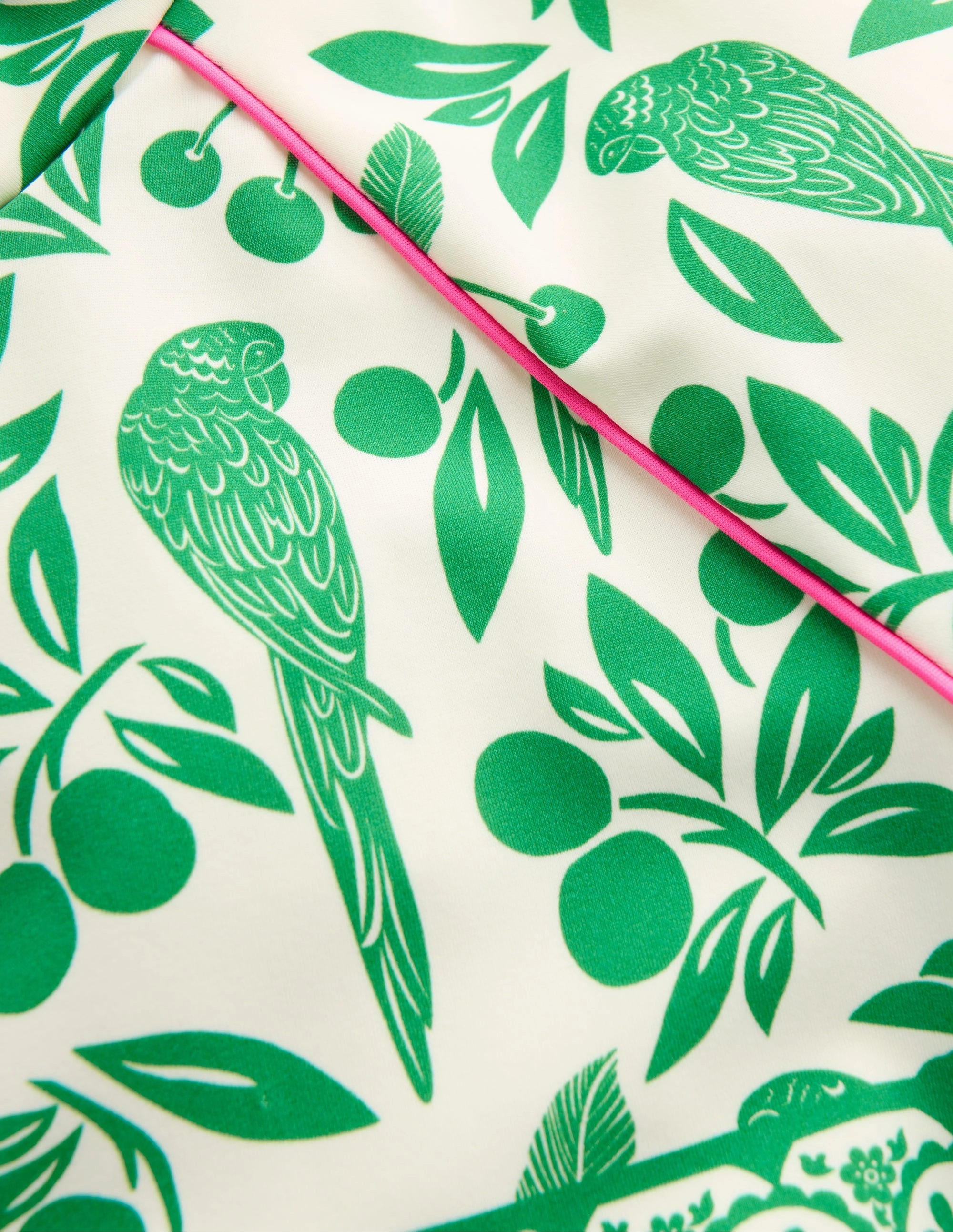 Non Chlorine Degradation Eco Friendly Nylon Sun Safe Patterned Rash Vest-Rich Emerald Parrot Palm