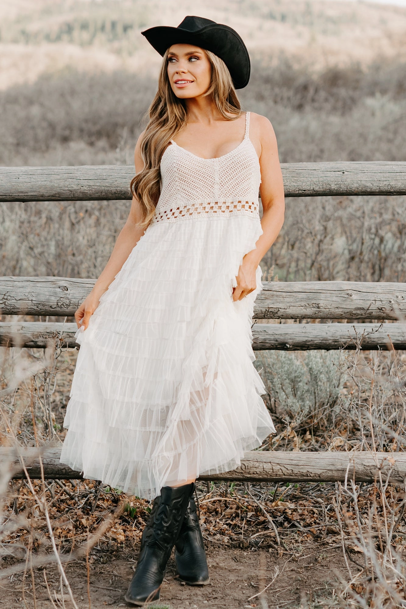 Functional Fit Pretty Glow Sunlit Serenity Crochet Ruffle POL Dress (Natural)