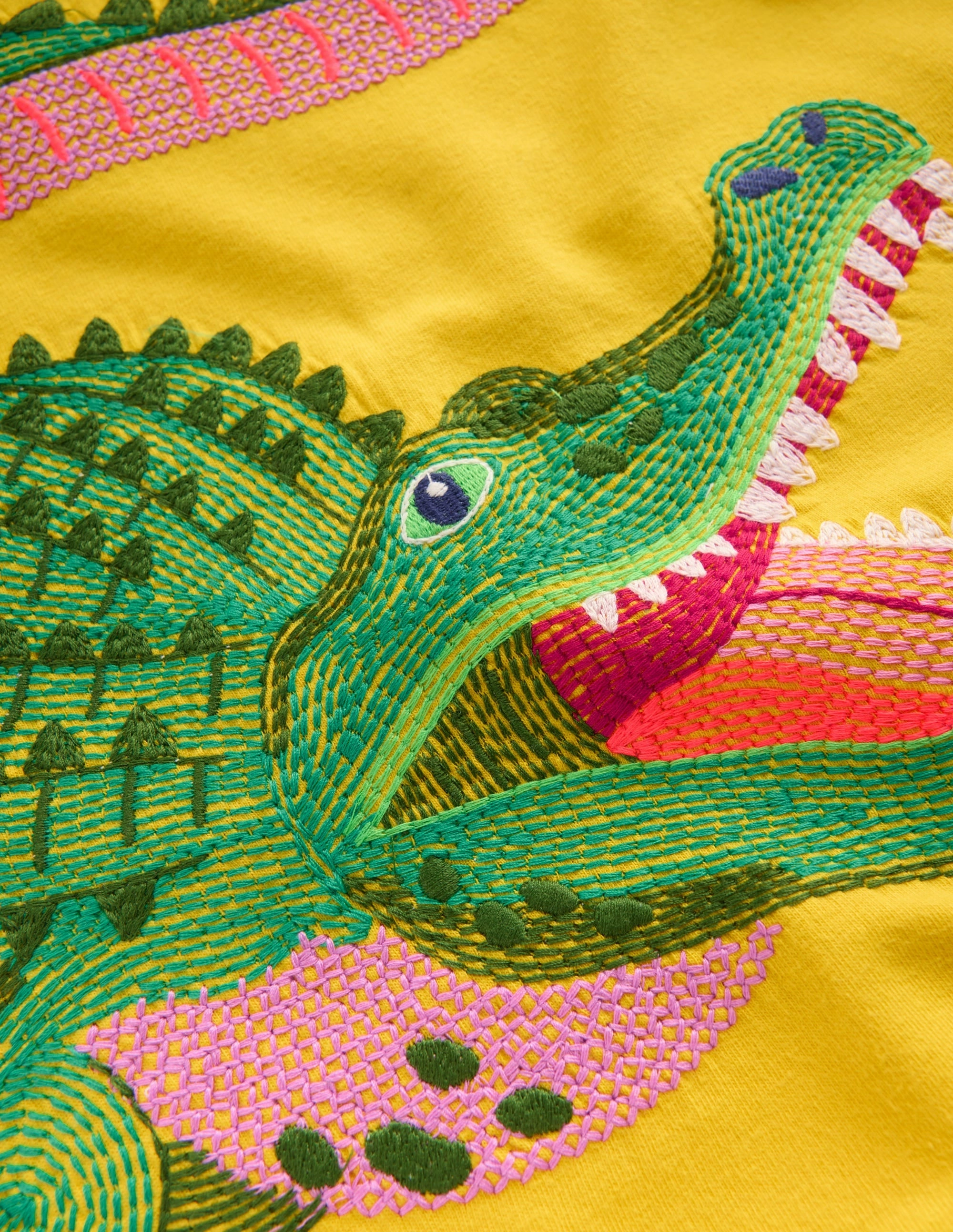 BrushedInnerSurface HeatPressedLogos Superstitch T-Shirt-Zest Yellow Crocodile