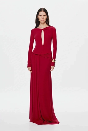 The 'Irina Long Sleeve Dress Cherry Classic wrap dress