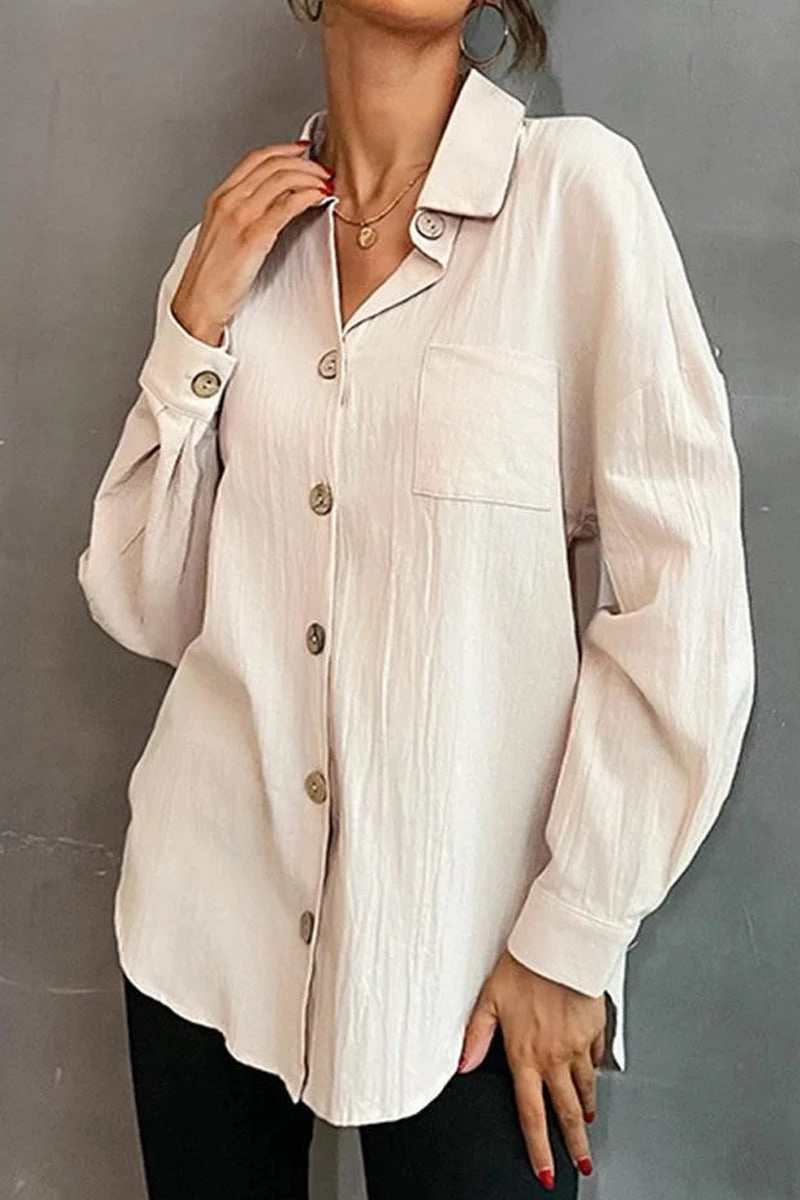 BUTTON DOWN SOLID LOOSE FIT BLOUSE SHIRTS OdorResistantTreatment Hidden Ventilation Zones