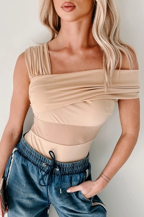 Heartfelt Moments Asymmetric Bodysuit (Nude) Breathable mesh lining AntiPillingSurface