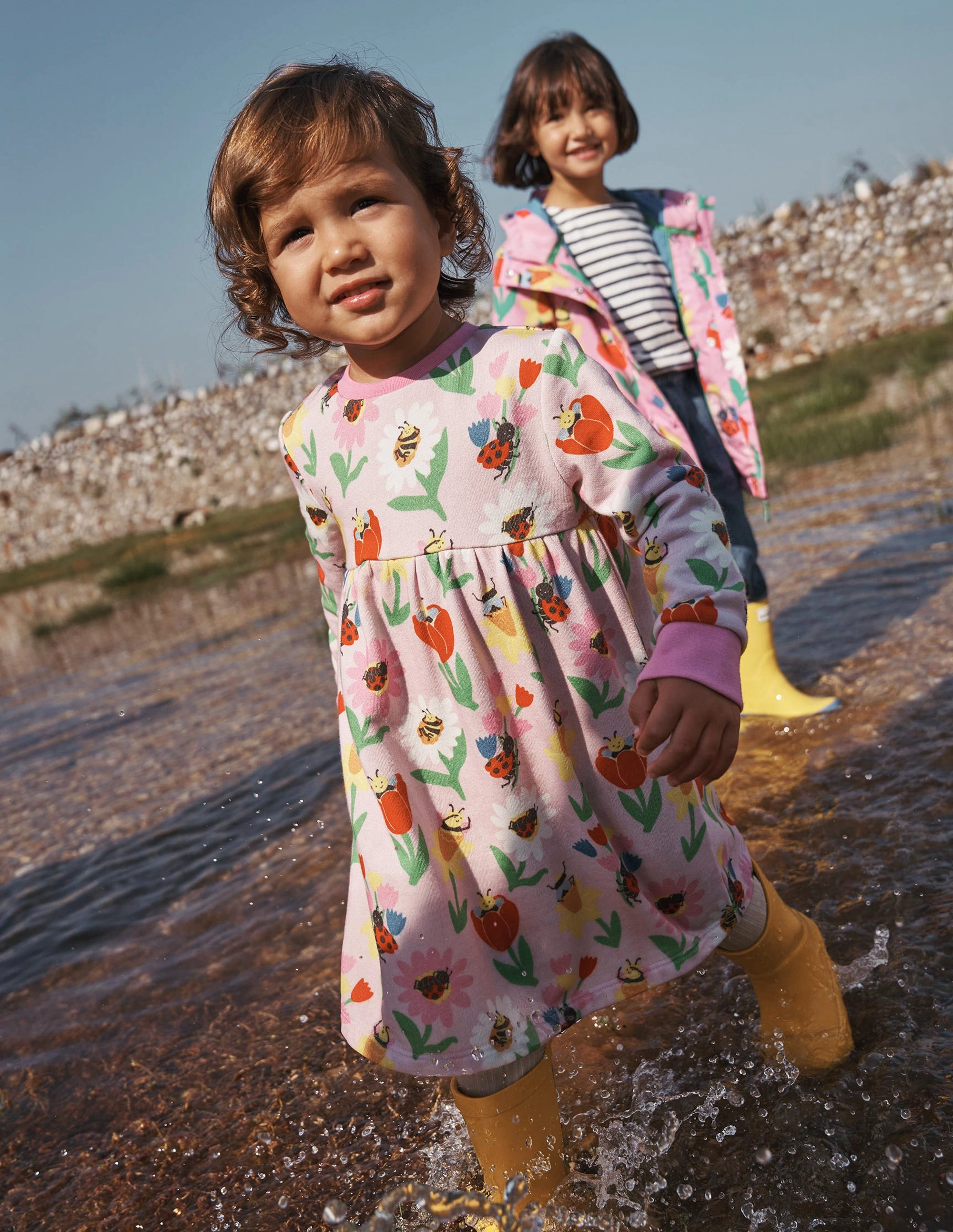 Elegant Motion Sweatshirt Dress-Sugared Lilac Spring Garden