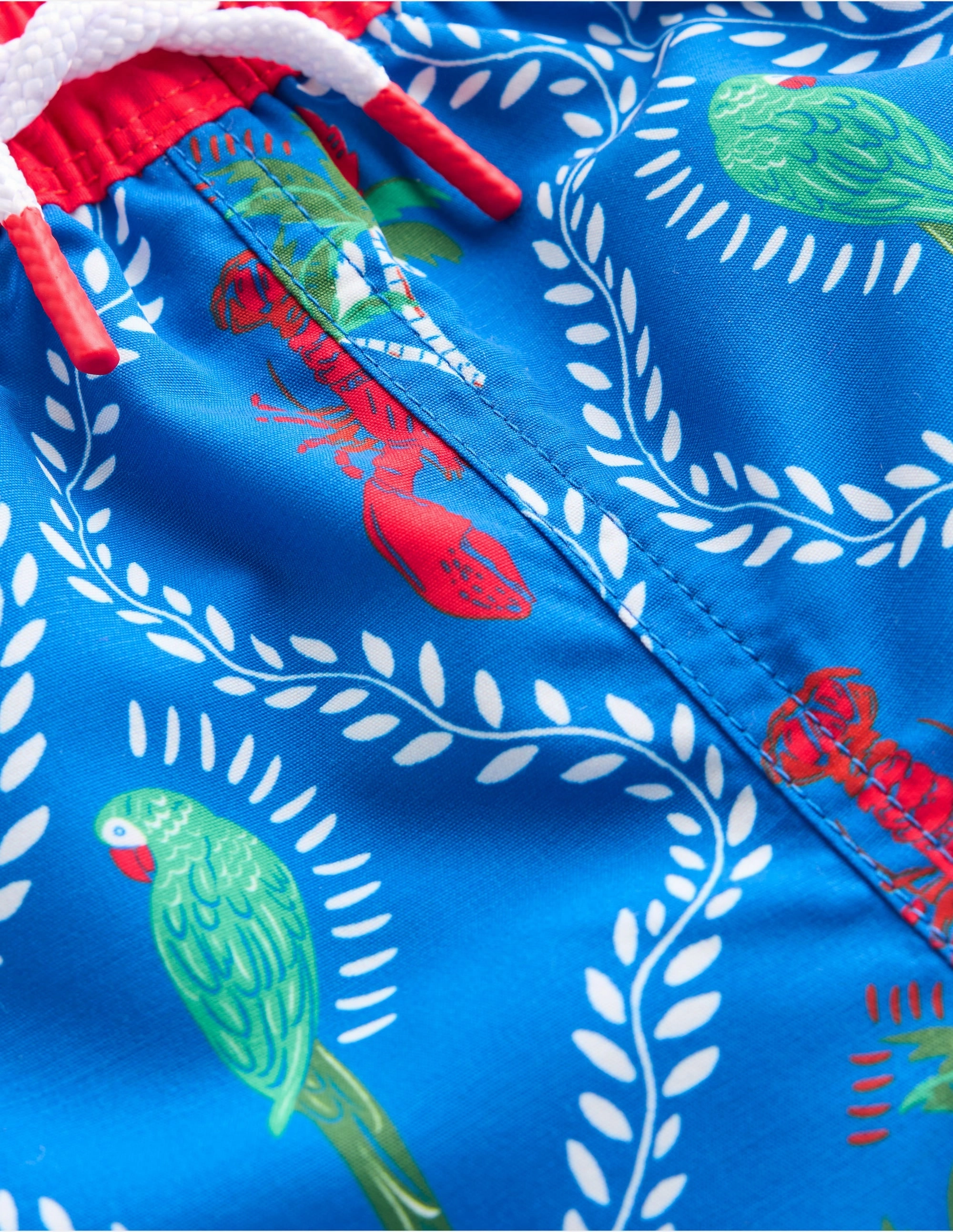 High Elasticity Swim Shorts-Bright Blue Tropical Tile
