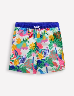 Modern Aesthetic Swim Shorts-Ivory Multi Jungle