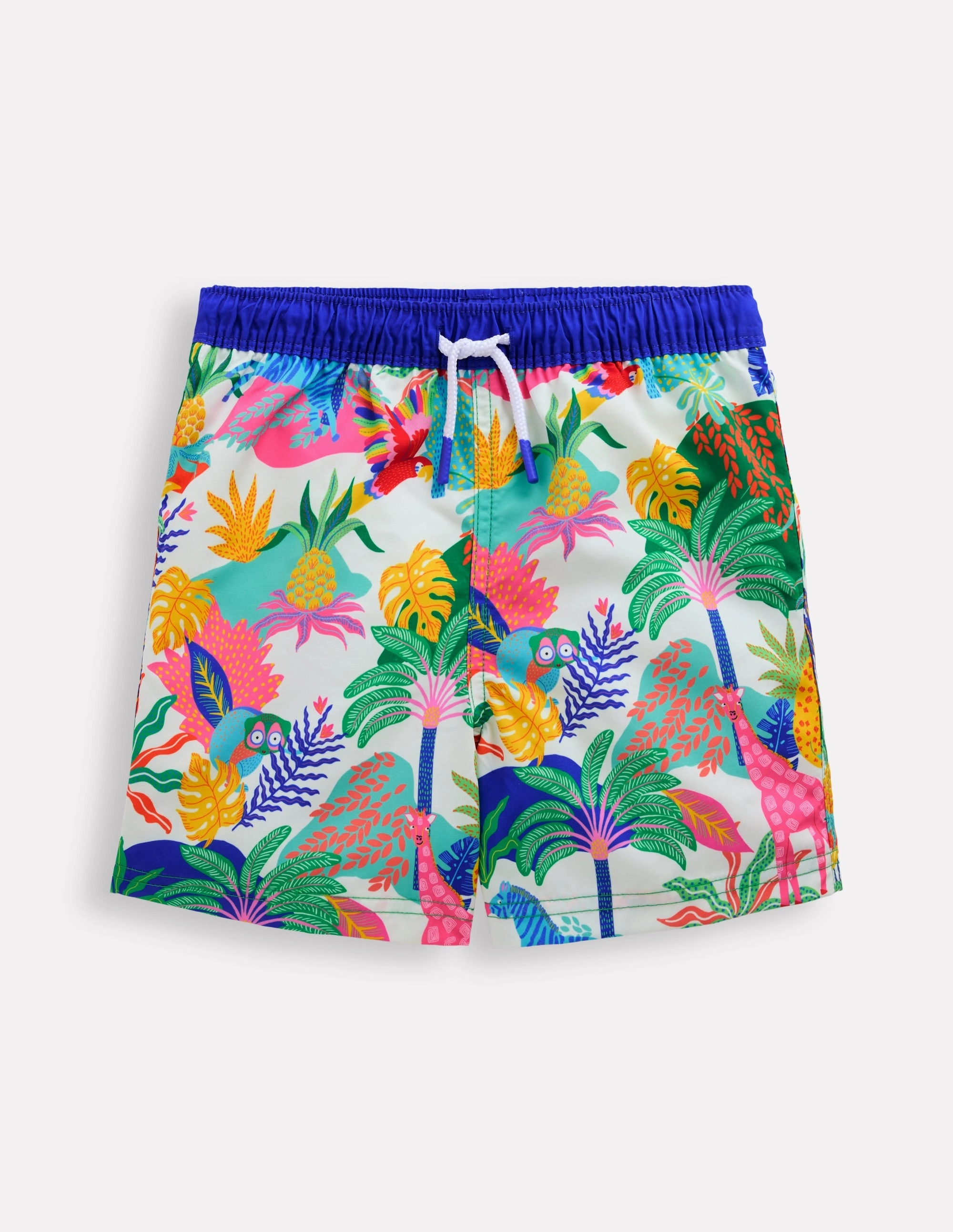 Modern Aesthetic Swim Shorts-Ivory Multi Jungle