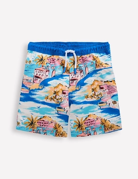 Stretchable Fit Swim Shorts-Multi Coastal Scene