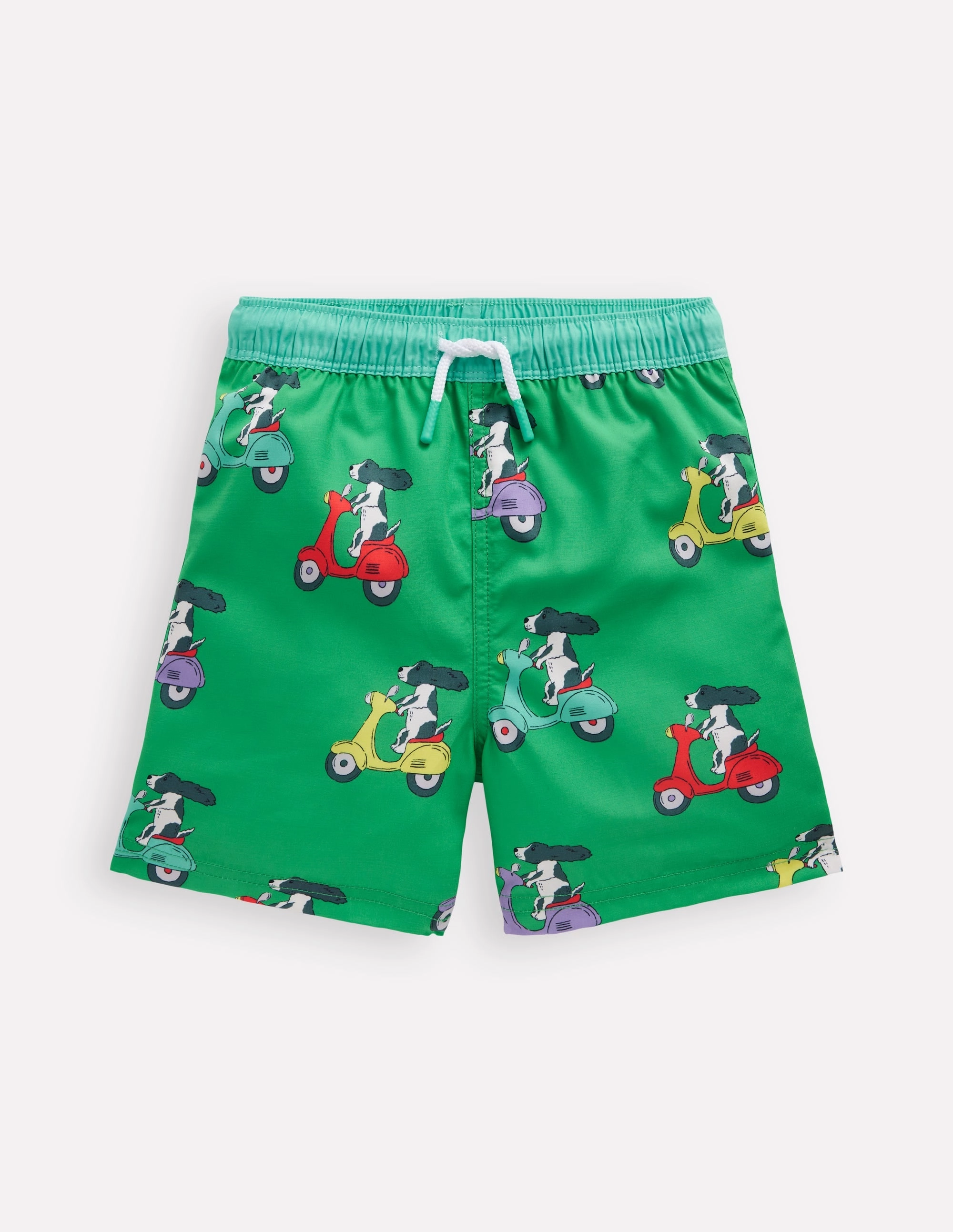Swim Shorts-Sapling Green Puppy Scooters Salt Corrosion Resistant Sunny Days