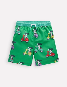 Swim Shorts-Sapling Green Puppy Scooters Salt Corrosion Resistant Sunny Days