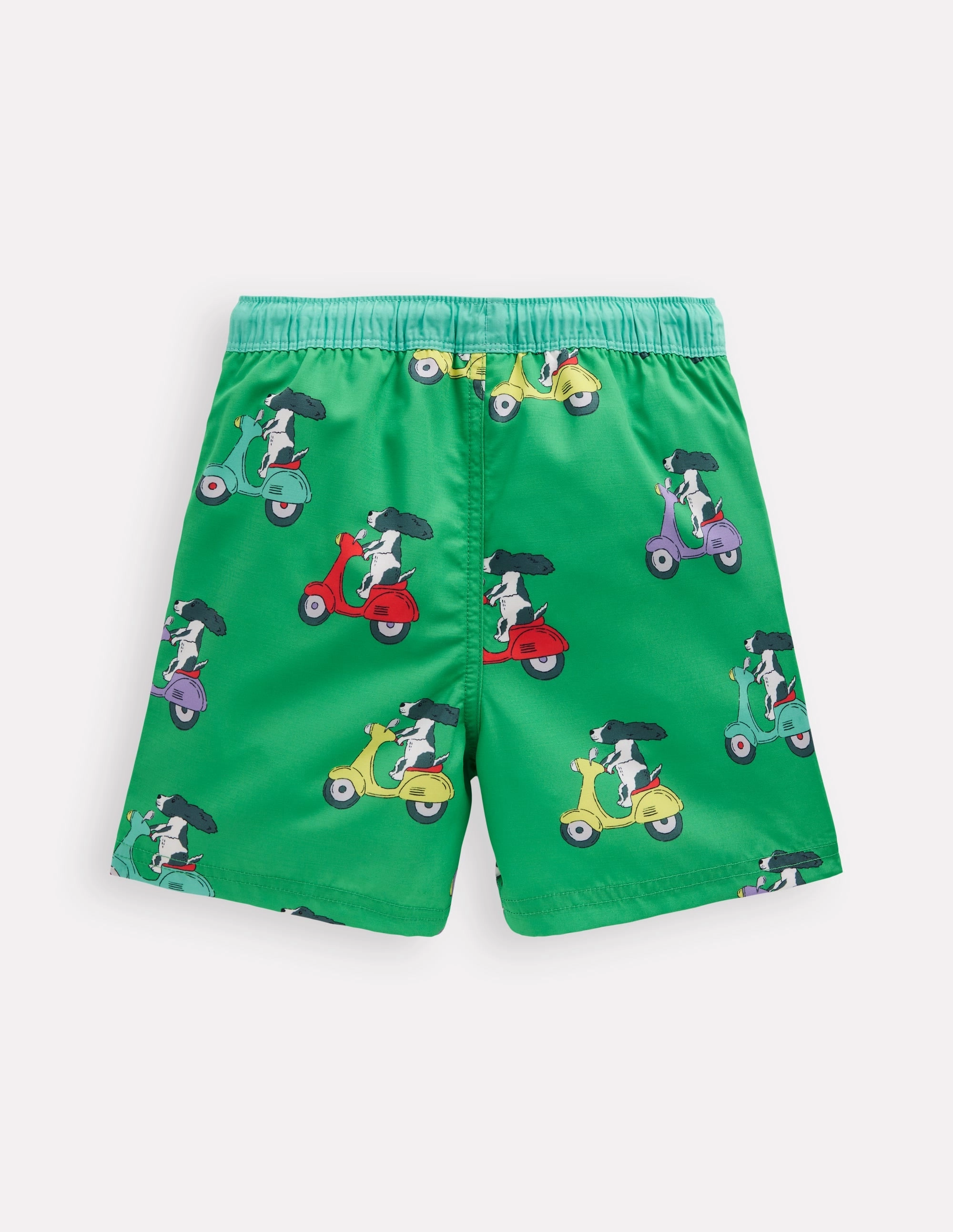 Ruffled edge Swim Shorts-Sapling Green Puppy Scooters