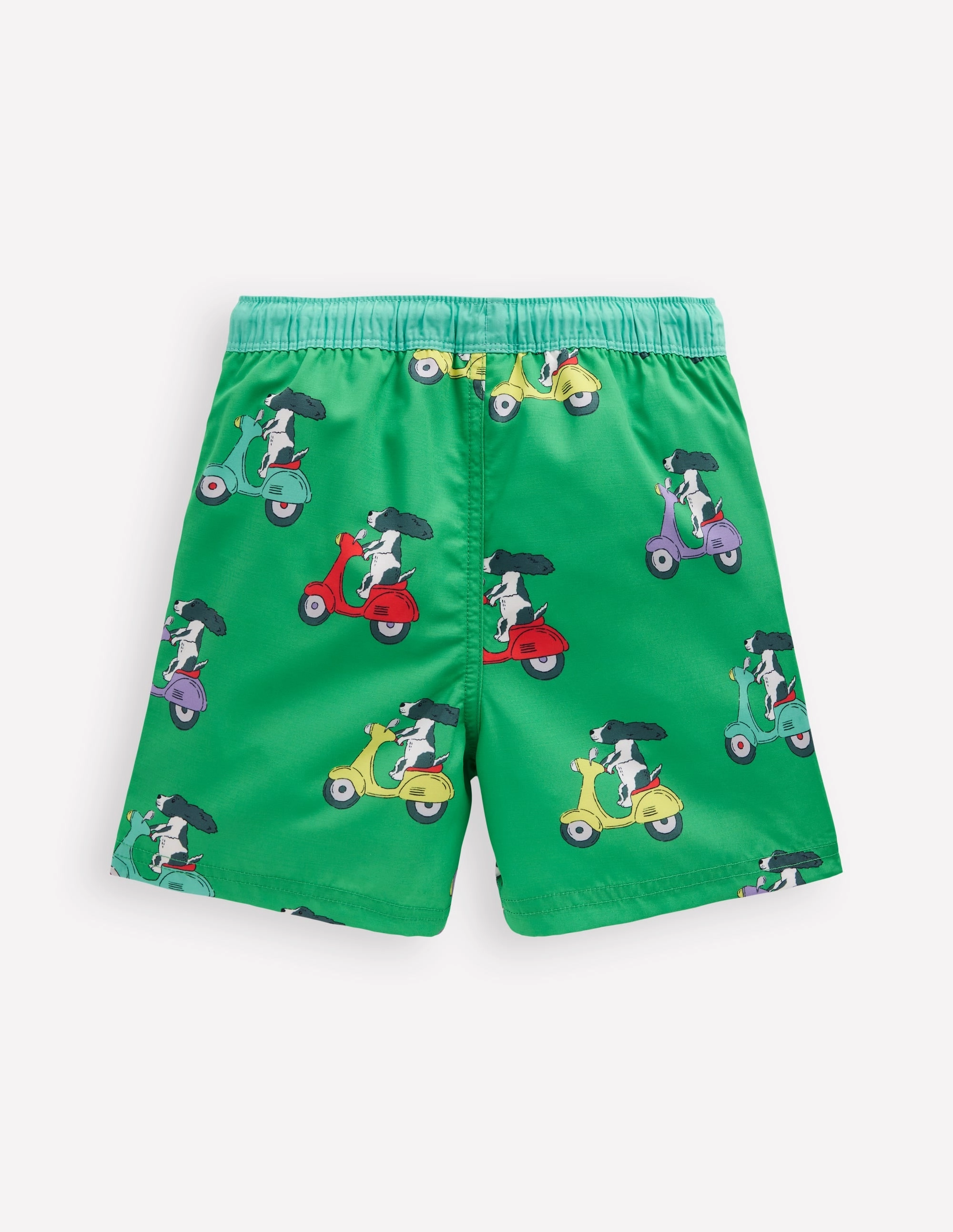 Swim Shorts-Sapling Green Puppy Scooters Swim Accessories High Neck Style