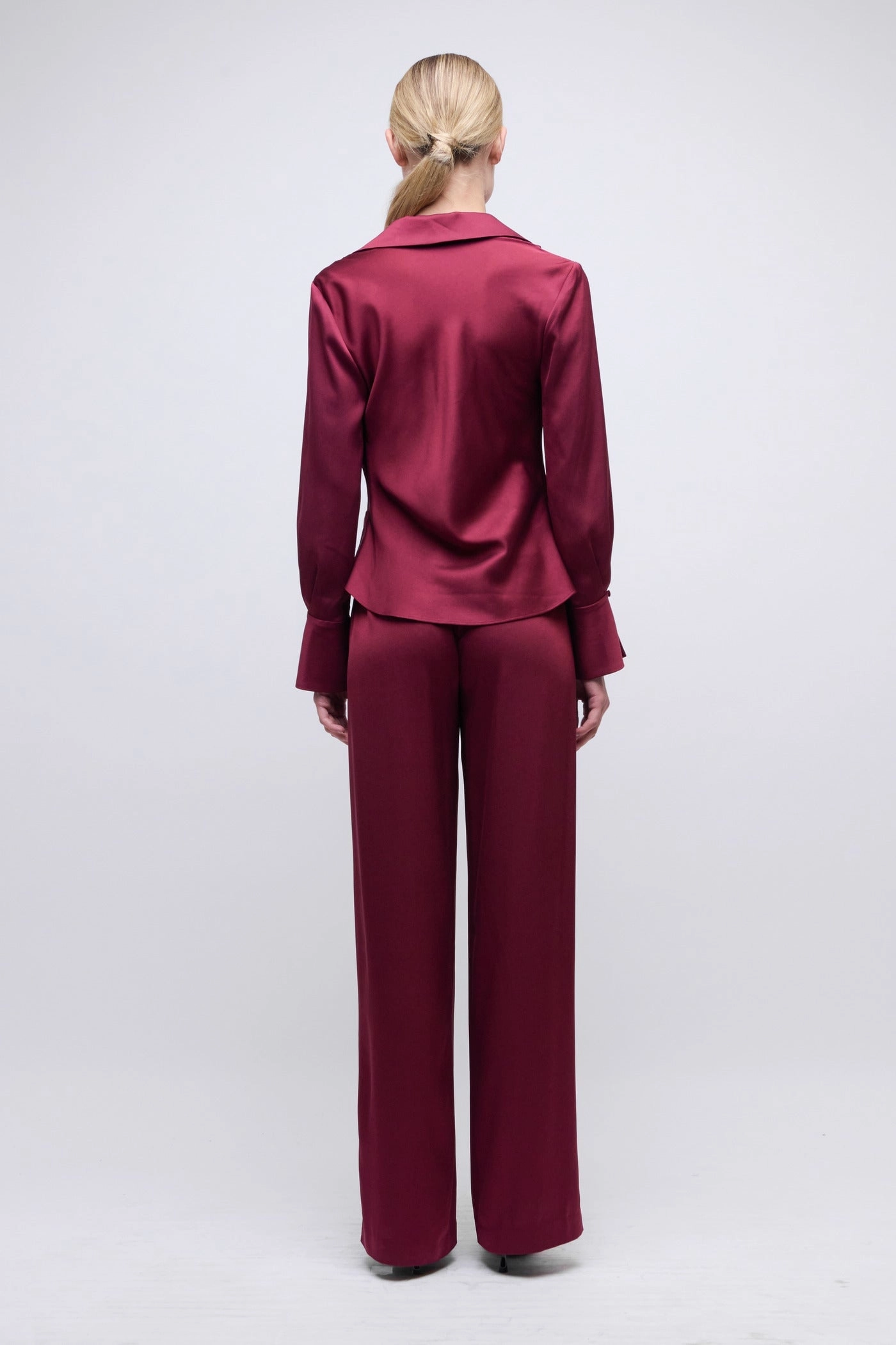 Printed top Flexible Knit Fabric Symone Satin Top Cranberry