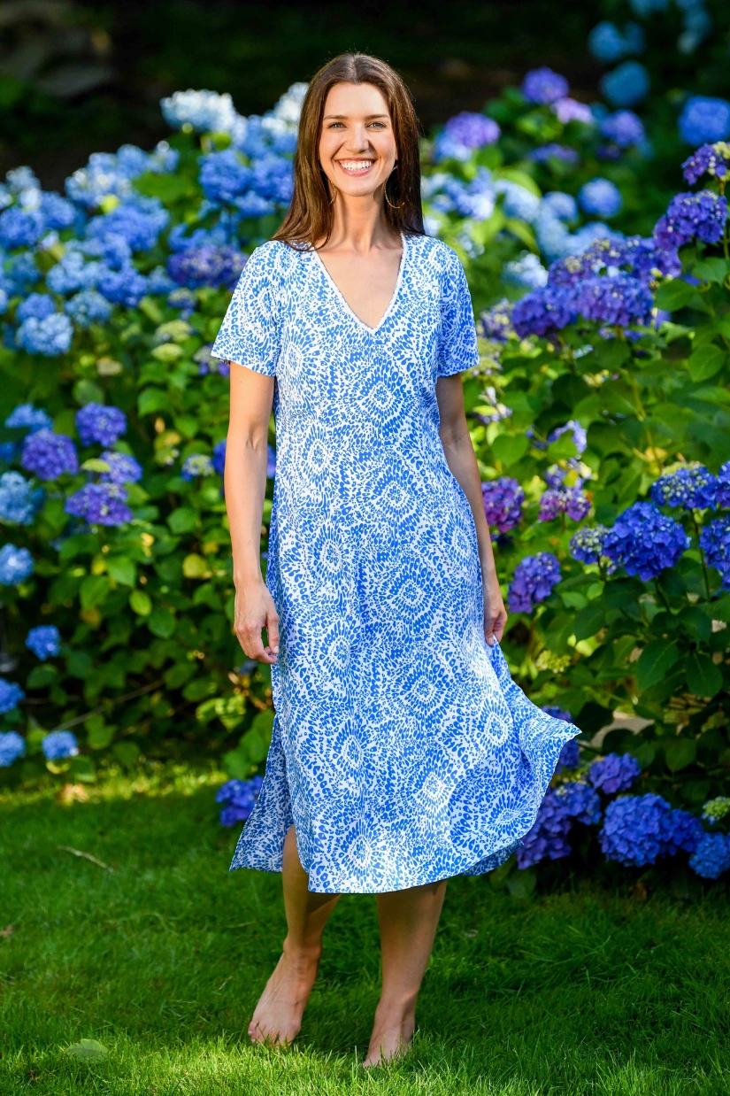 Street Elegance Calm Fit T-Shirt Dress / Blue Firework