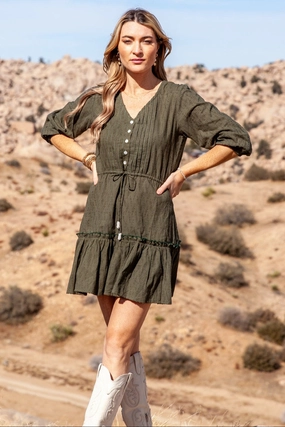 Light Outfit Bless Glow Carrie Dress Short / Sage