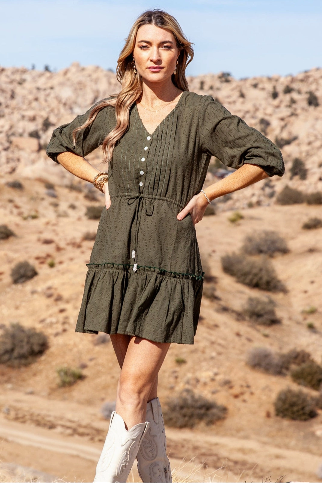 Carrie Dress Short / Sage NoiseFreeFabric
