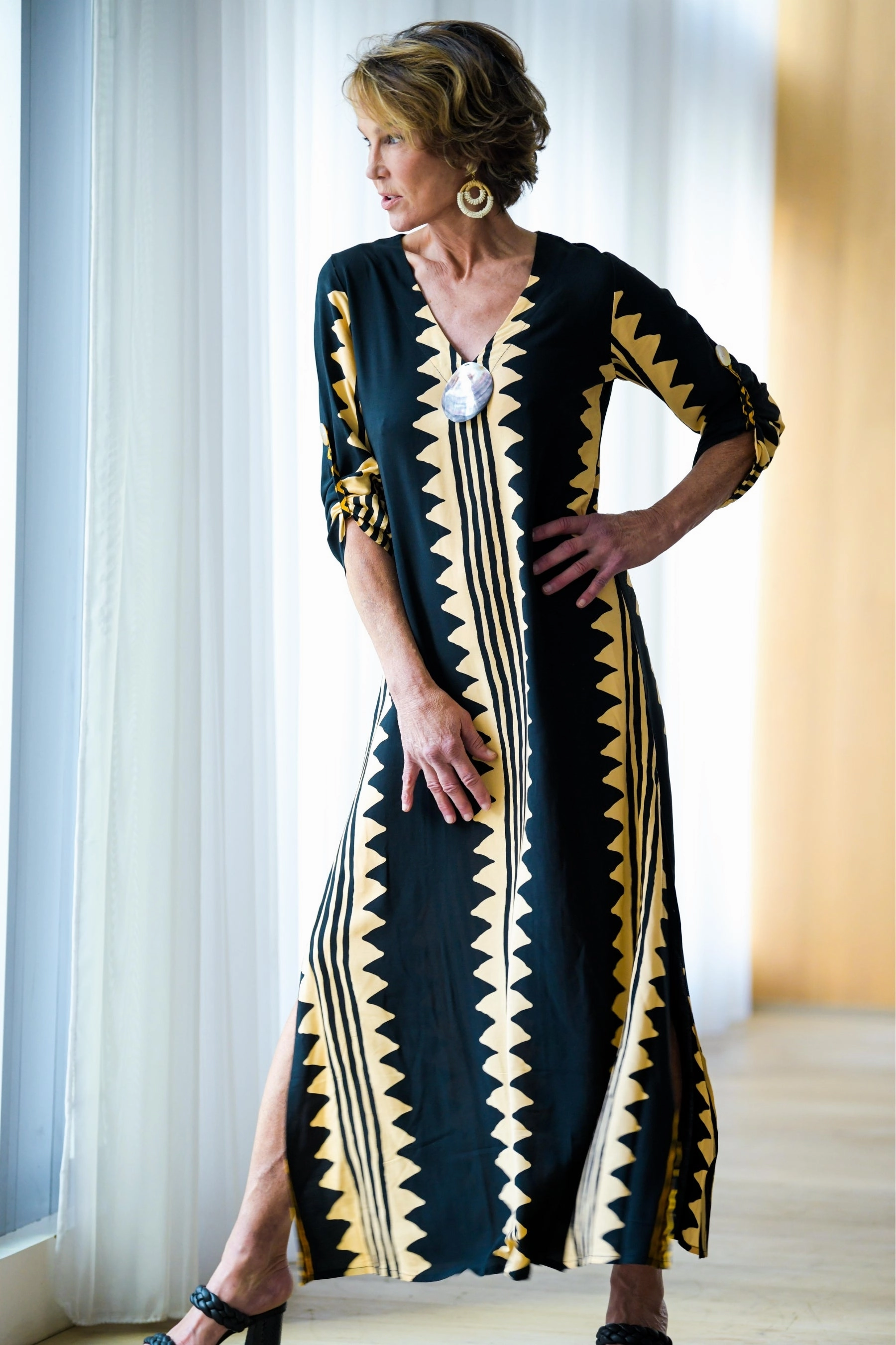 Seychelles Kaftan / Khaki Zig Zag Resort Ready