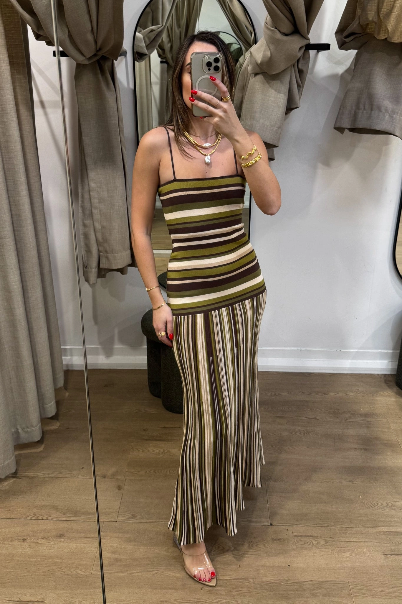 Urban appeal Essenia Knit Dress Espresso Pine Stripe