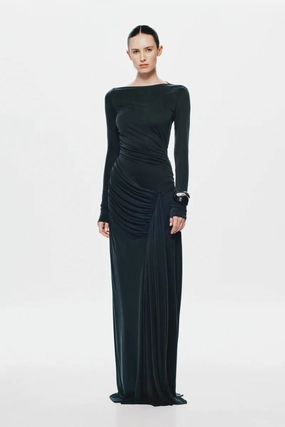 The 'Glacier' Long Sleeve Dress Black Form Fitting Cozy Layer