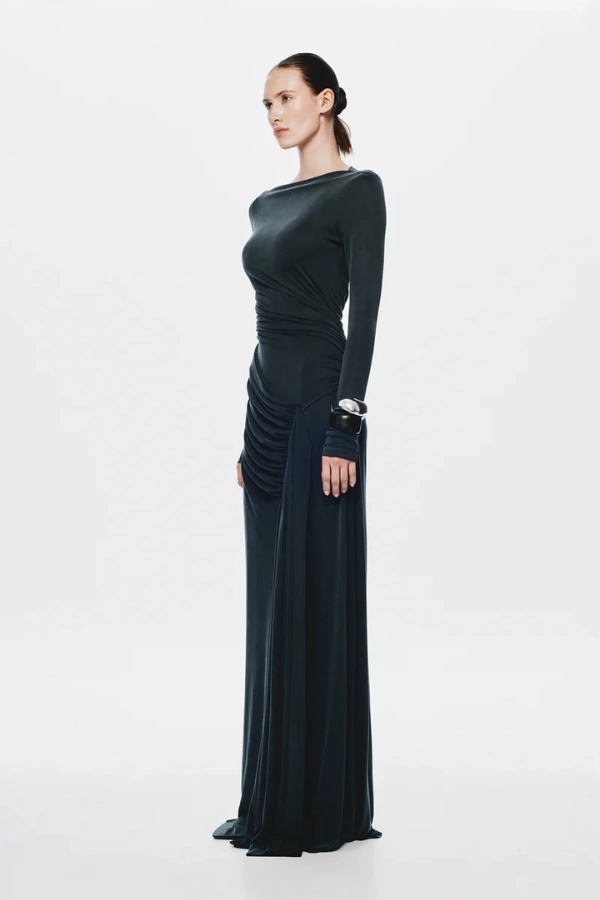 Bold Movement Timeless Style The 'Glacier' Long Sleeve Dress Black