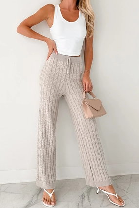 Reflective accents Sporty Layer Taking To Heart Cable Knit Fore Pants (Taupe Grey)