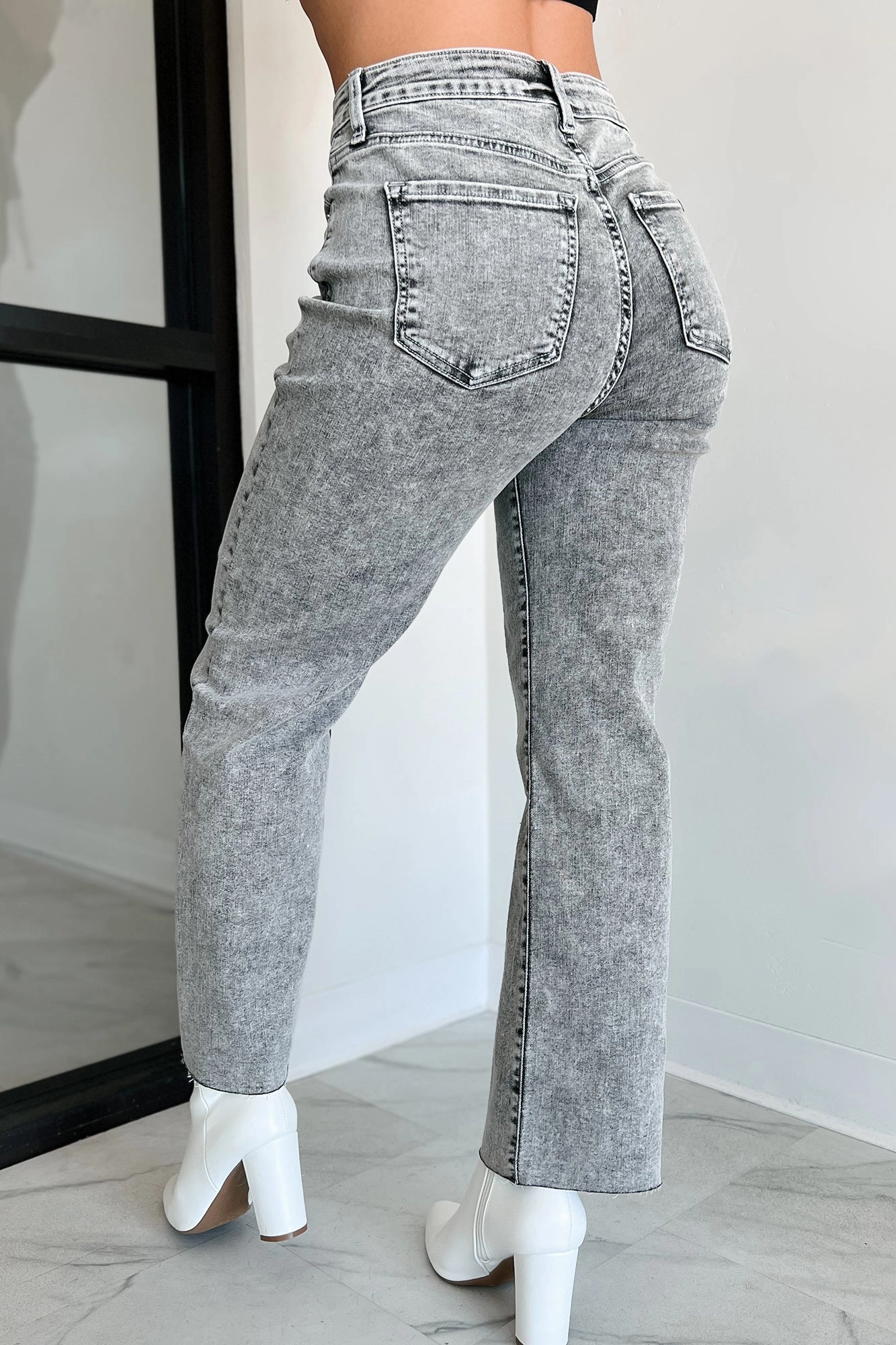 Tannis High Rise Wide Leg Sneak Peek Jeans (Light Acid) All Season Wear Adjustable Drawcord