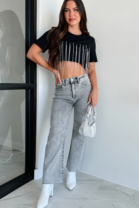 Tannis High Rise Wide Leg Sneak Peek Jeans (Light Acid) Non slip grip