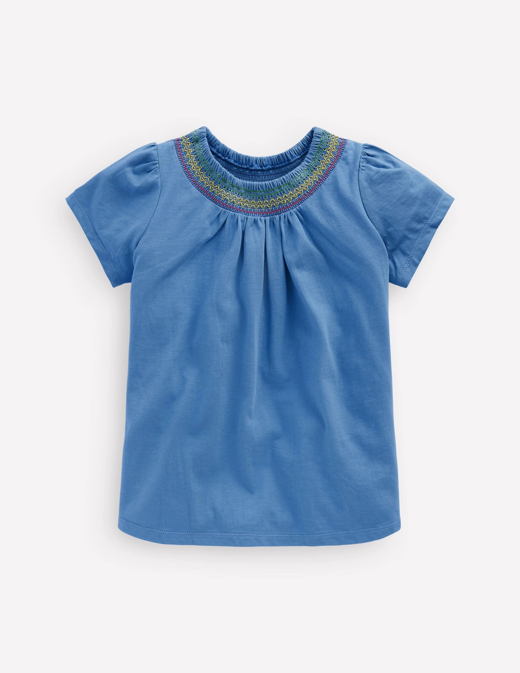 Jersey Smocked Top-Peacock Plume Blue QuickRelease Fastener Ventilation Panel