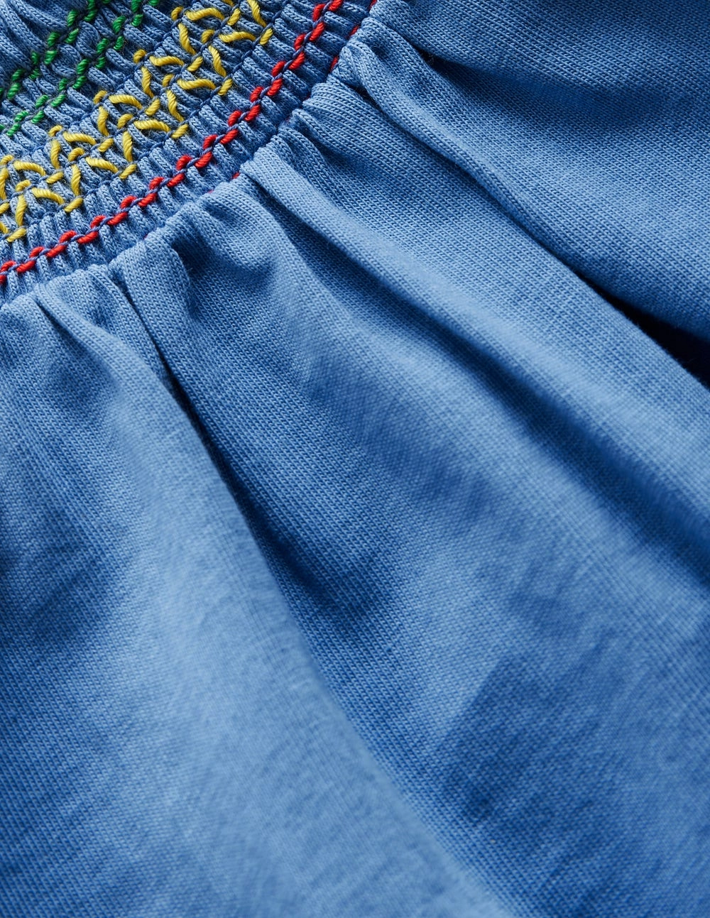 Flowy Tunic Bold Design Jersey Smocked Top-Peacock Plume Blue