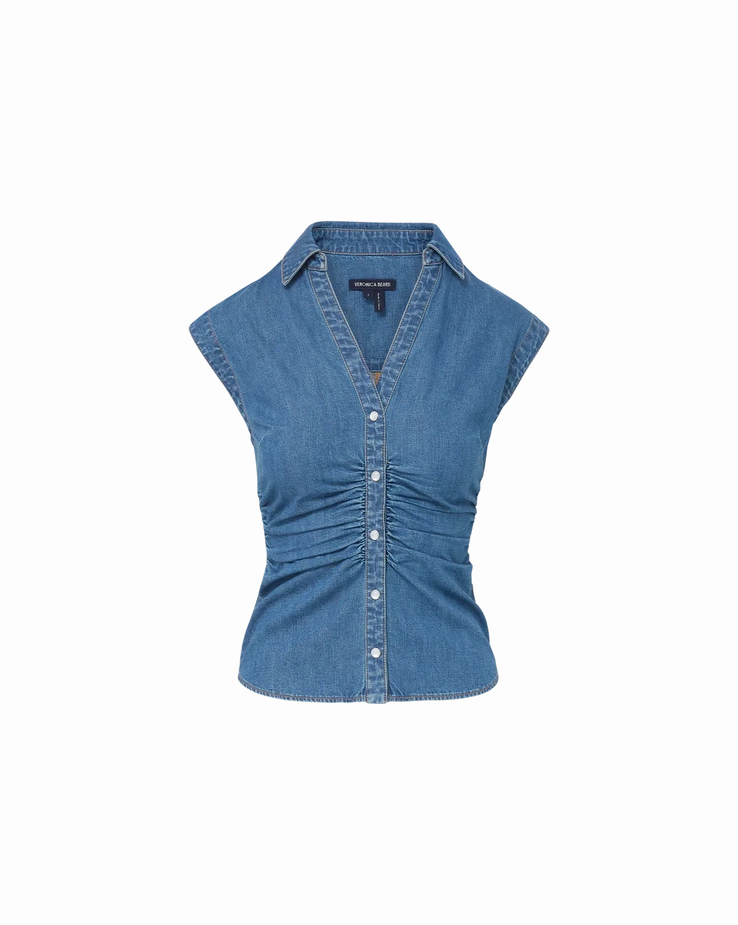 Sera Ruched Denim Shirt Serendipity PreShrunkFabric AllDayComfort