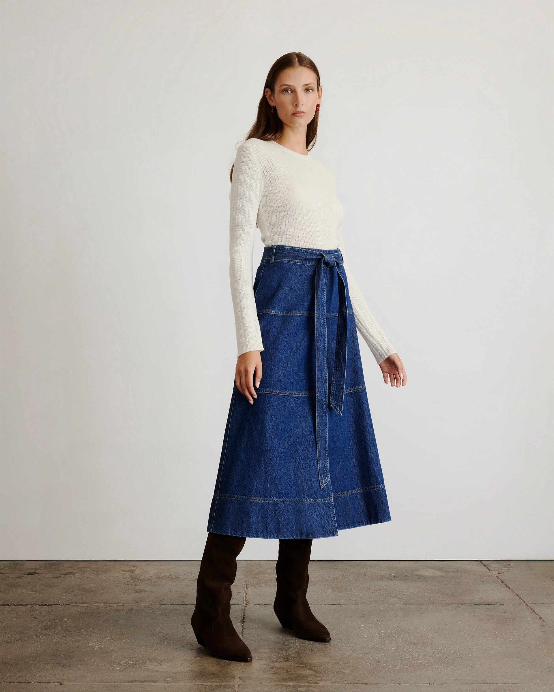 LayeredCuff Petal Sleeve Architecture Crew Neck Kayden Knit