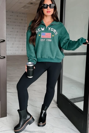 Lightweight insulation Low Profile Collar City Sights Quarter-Zip Pullover (Hunter Green)