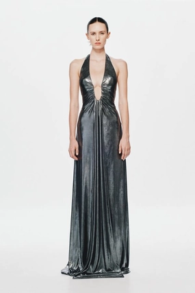 The 'Jennifer' Foil Dress Black Nature Glow Silky Mood