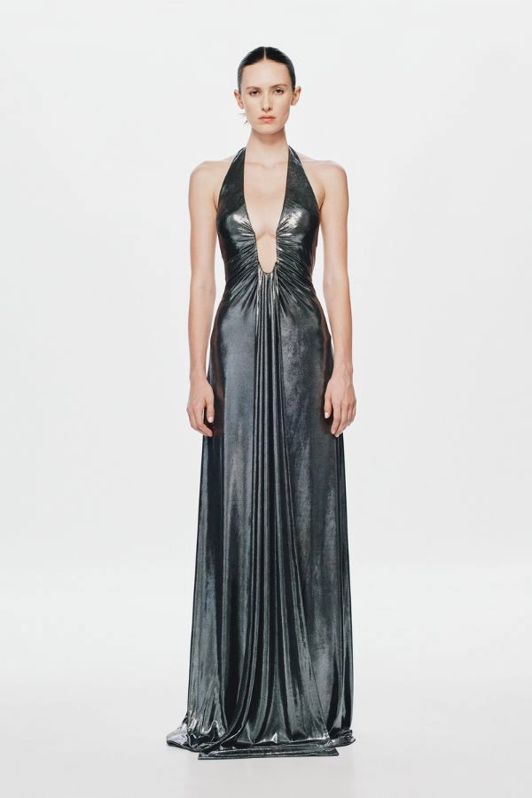 The 'Jennifer' Foil Dress Black Nature Glow Silky Mood