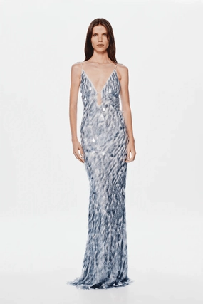 Travel Staple The 'Sapphire' Sequin Maxi Dress Dove Grey