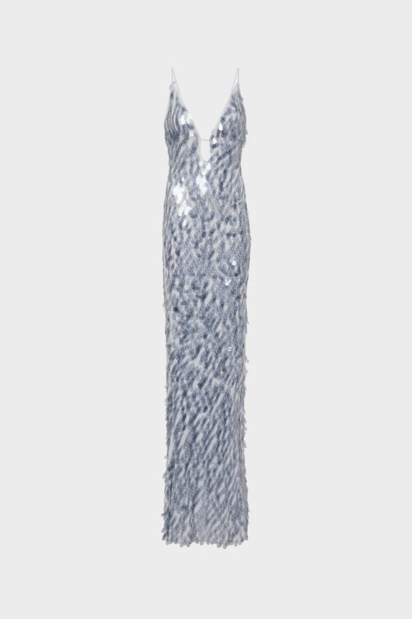 The 'Sapphire' Sequin Maxi Dress Dove Grey Bohemian-Style