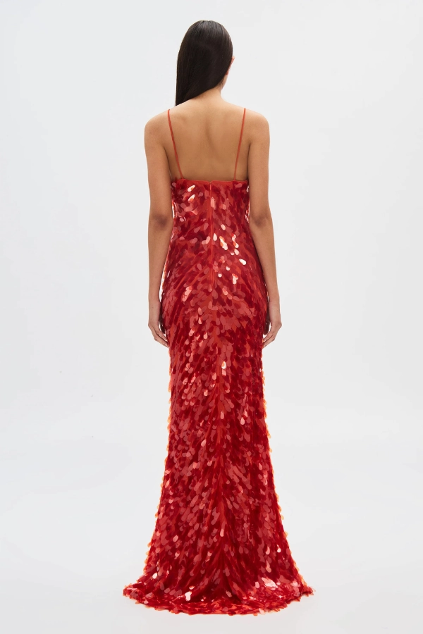 Fresh Flow The 'Sapphire' Sequin Maxi Dress Red