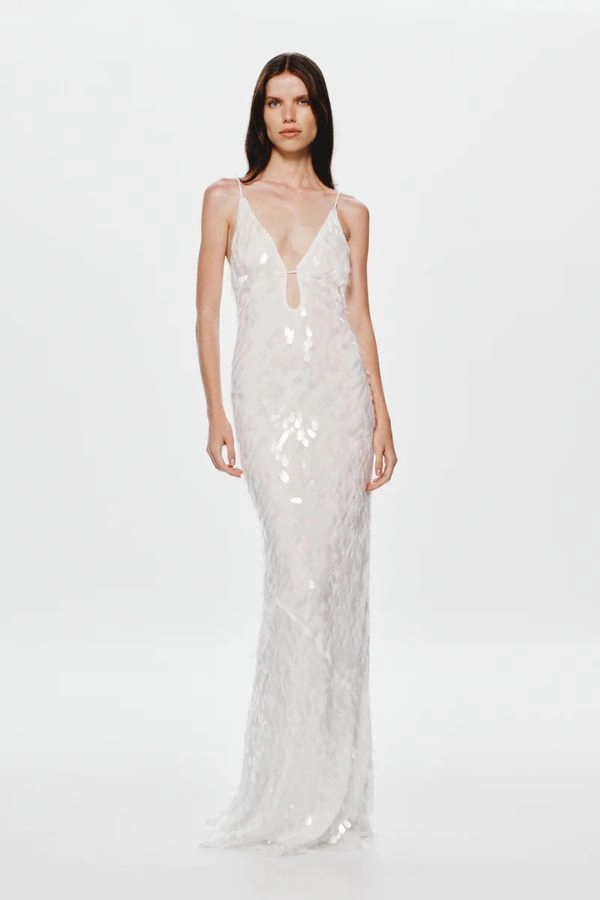 Art-Gallery The 'Sapphire Sequin Maxi Dress Ivory