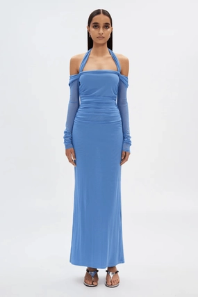 The 'Sonnet' Mesh Dress Cornflower Blue Urban Mood Silk Flow
