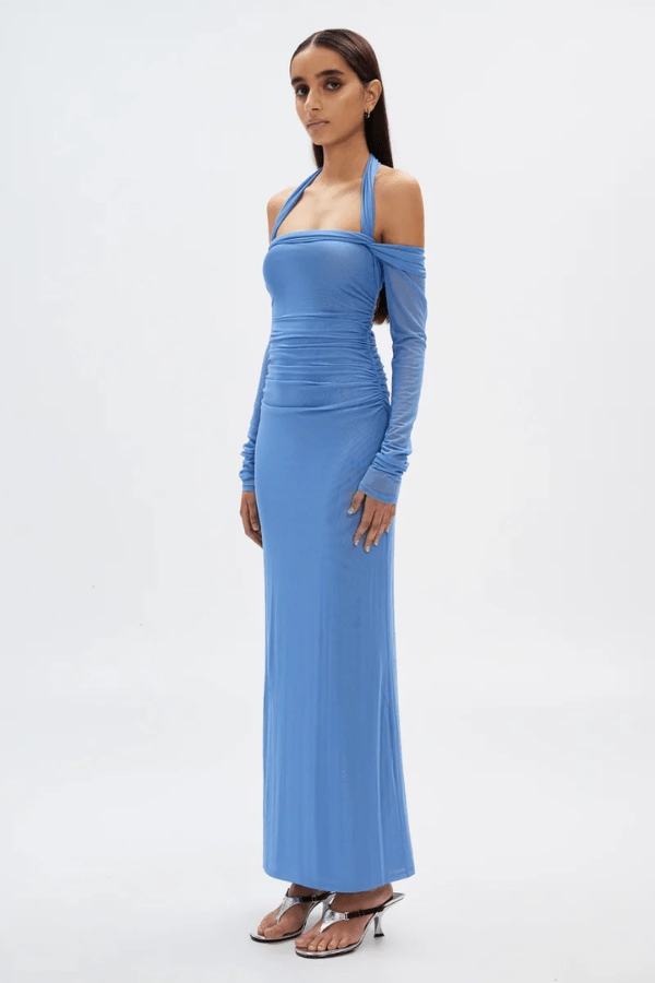 Easy Drape Effortless Fit The 'Sonnet' Mesh Dress Cornflower Blue