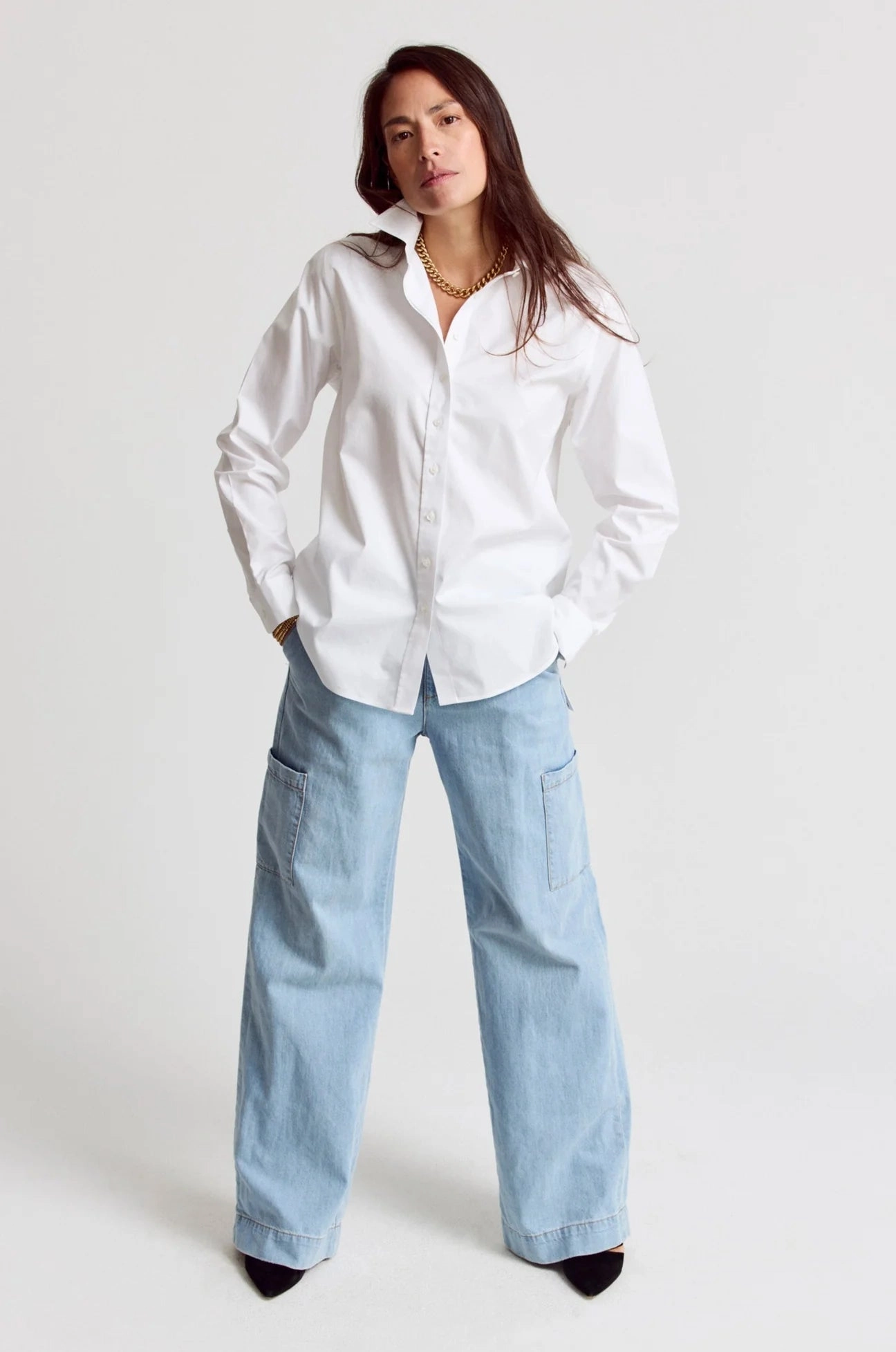 The Boyfriend Shirt White RibbedHemline
